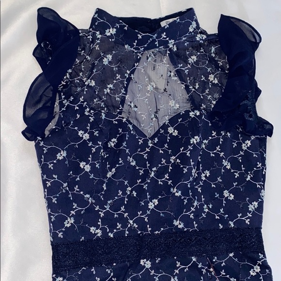 Blue Floral Embellished Midi Dress - Picture 2 of 5